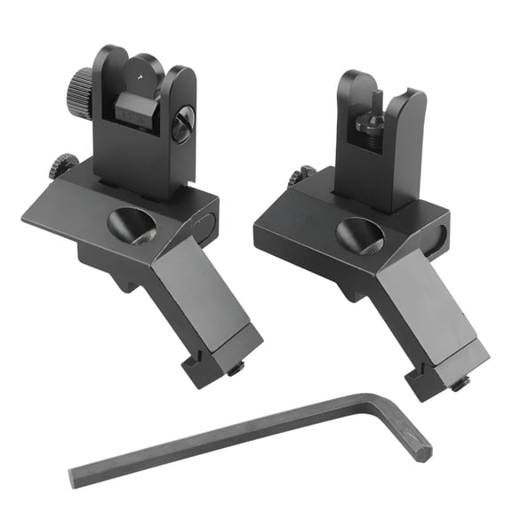 RIVONO 45 Degree Offset Front & Rear Sight Set Flip-Up Iron Sight with Windage & Elevation Adjustment for 20Mm Picatinny Rail,Black Aluminum