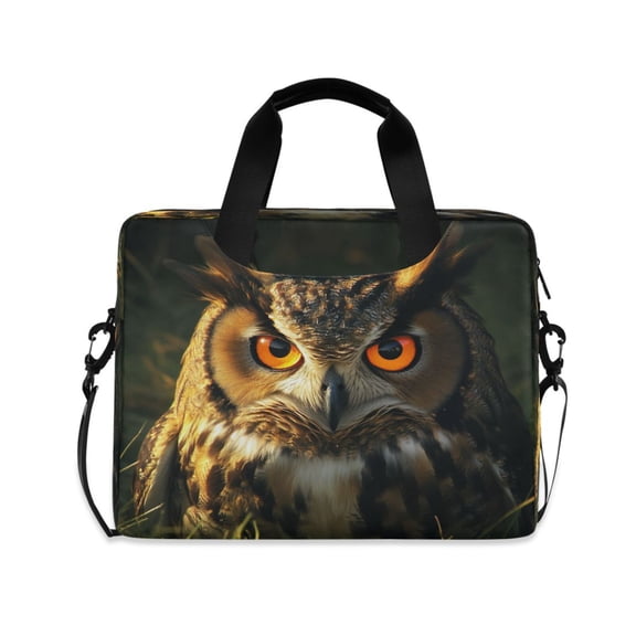 16inch Laptop Briefcase, Business Laptop Bag with Detachable Strap & Padded Compartment, Water-Resistant Polyester,Owl