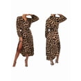 thumbnail image 3 of Women'S Leopard Print Midi Dress V Neck A Line Long Elastic Waist Casual Dresses Brown S, 3 of 7