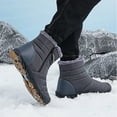 thumbnail image 4 of Xfvqtps Mens Snow Boots High Top Simplicity Zipper Up Plush Fleece Line Comfortable Waterproof Non Slip Outdoor Hiking Ankle Booties Solid Color Winter Warm Casual Short Boots, 4 of 5