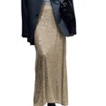 thumbnail image 5 of Elegant Sparkling Sequins Stretchy Long Skirt for Women Elastic High Waist A Line Skirt for Formal Parties and Night Out, 5 of 9
