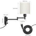 thumbnail image 3 of Swing Arm Wall Lamps Set of 2, Plug in Wall Light, Modern Bedroom Wall Sconce Fixtures with Linen Lampshade for Reading Hallway Living Room, 3 of 6