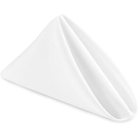 Hiasan Cloth Dinner Napkin Set of 6, 18 x 18 inch, Soft Reusable Absorbent Napkins for Wedding, Banquet, Restaurant, Hotel and Home, Polyester Blend, White