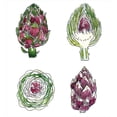 thumbnail image 3 of Artichoke Duvet Cover Set, Vegetables from Various Angles Agriculture Diet Food Watercolor Set, Decorative 3 Piece Bedding Set with 2 Pillow Shams, Calking Size, Magenta and Fern Green, by Ambesonne, 3 of 3