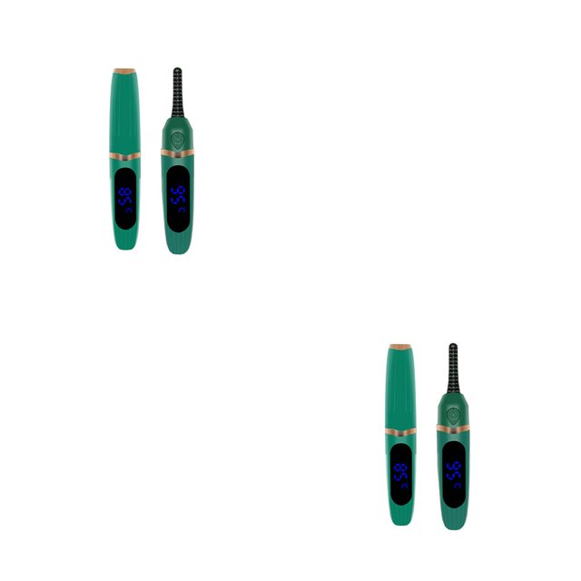Guardurnaity Rizador de pestañas eléctrico Ajustable USB Maquillaje Pestañas Curling 2W Portátil Hogar Maquillaje Pestañas Supply Verde 2Conjunto
