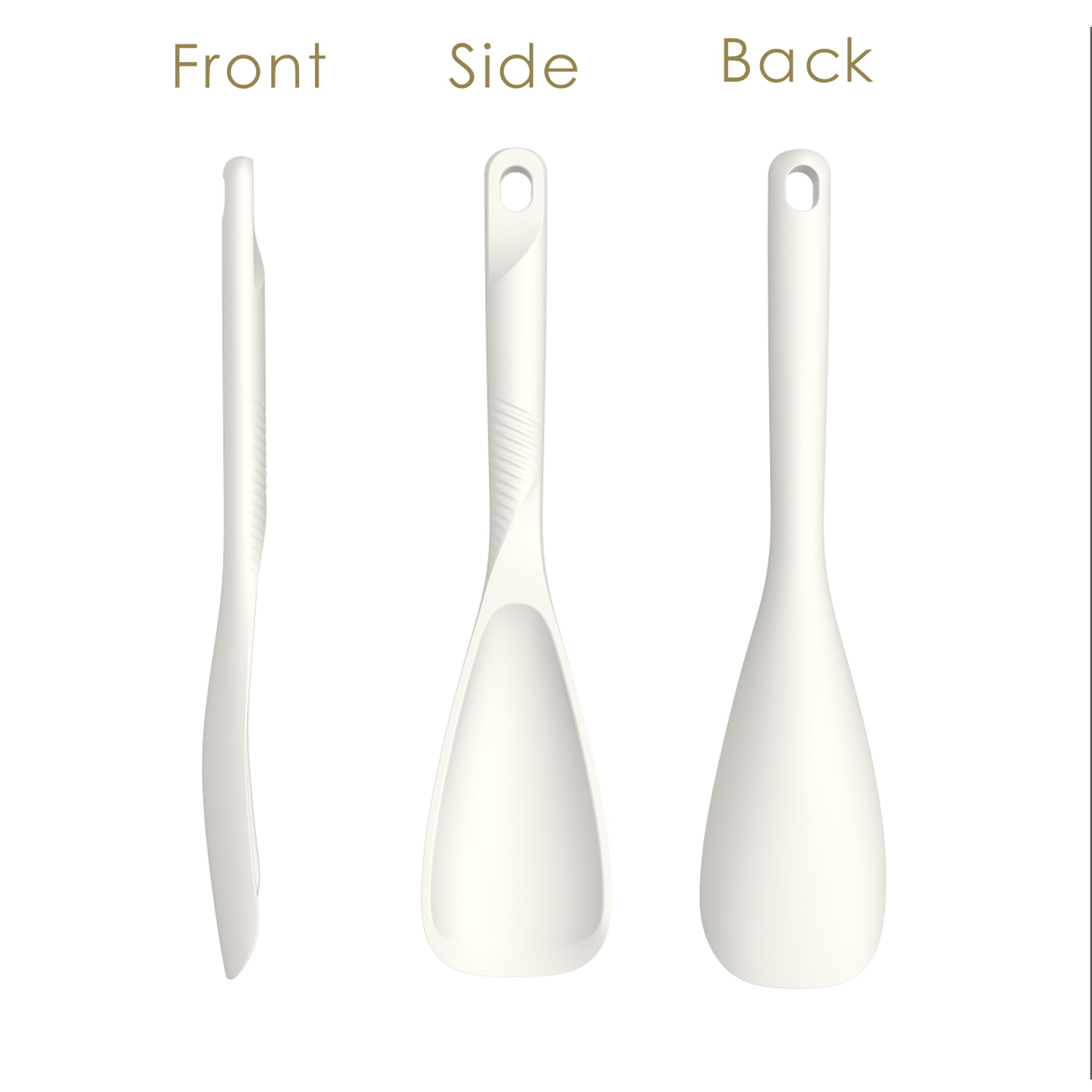 2 Pcs Heat Resistant Silicone Cooking Spoon Set - Food Grade Silicone Spatula Spoon for Mixing, Scoop, and Scrape, Dishwasher safe, Bpa Free (Black & Cream White)