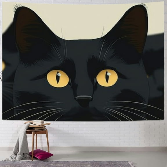 BCIIG Black Cat Tapestry Wall Hanging Unique Style Graphic Tapestries Home Wall Decor for Living Room Bedroom Apartment Farmhouse Dorm 40x30inch