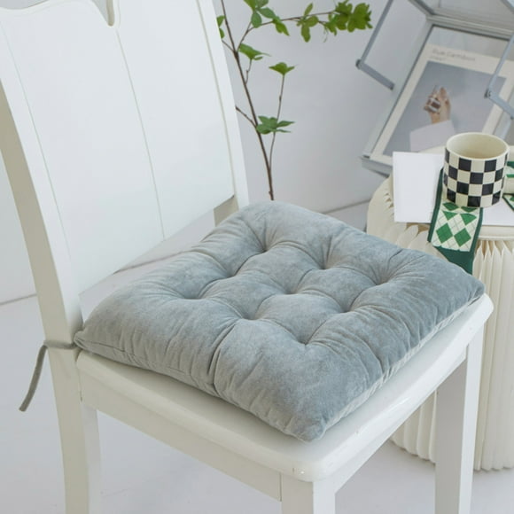 TopLLC Square Chair Pillows, 15.7 inch Crystal Velvet Soild Color Chair Pad with Ties, Thicken Soft Cotton Filled Non-Slip Floor Cushion Large Meditation Seat Cushion for Dining Chair Office Car