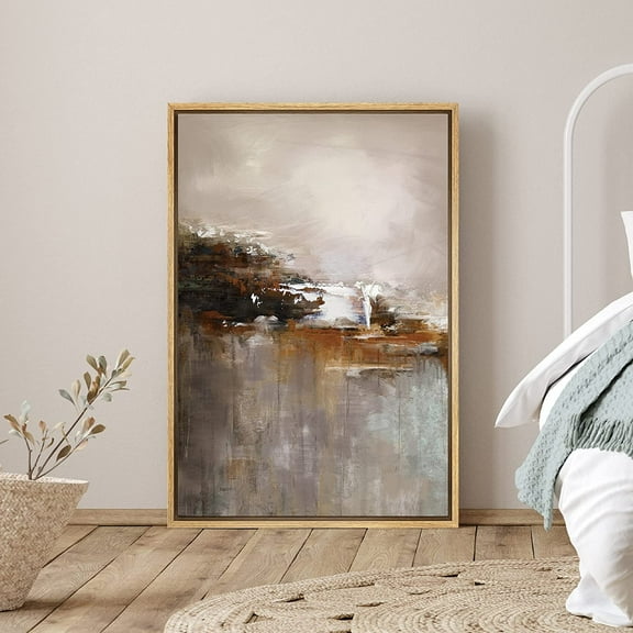 PixonSign Framed Canvas Print Wall Art Grunge and Inustrial Colorblocks Scenic Shapes Illustrations Modern Art Contemporary Dramatic Multicolor for Living Room, Bedroom, Office - 16"x24" Natural