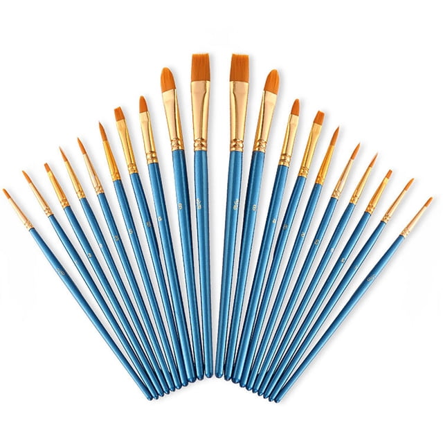 Acrylic Paint Brush Set 10Pcs Nylon Hair Brushes For All Purpose Oil
