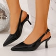 thumbnail image 6 of Black Women'S Open Back High Heel Sandals Pointed Toe Closed Toe Strap Plus Size Solid Color Black 10.24 In, 6 of 9
