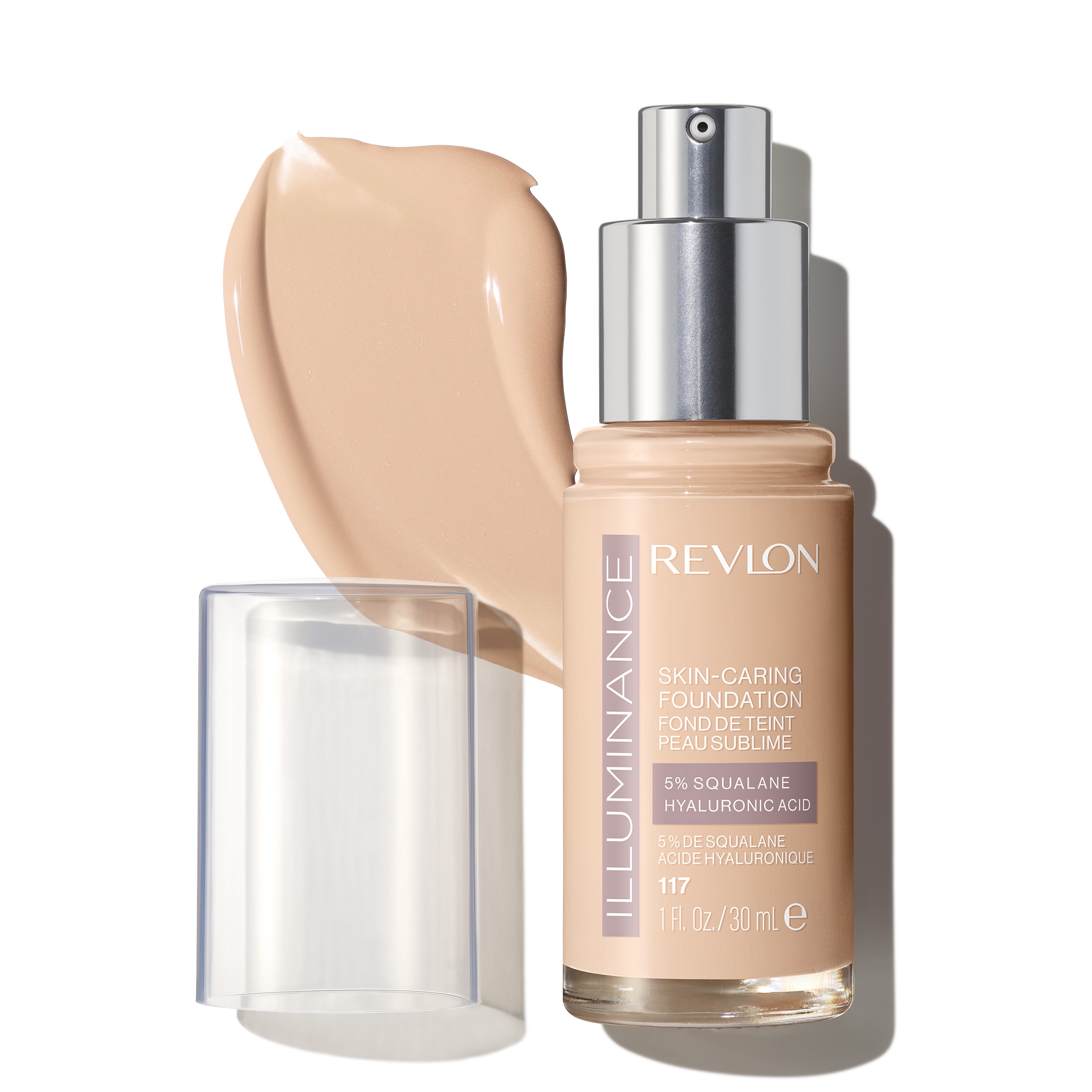 Revlon Illuminance Skin-Caring Liquid Foundation, Hyaluronic Acid, Hydrating and Nourishing Formula with Medium Coverage, 117 Light Beige, 1 fl oz.