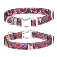 thumbnail image 1 of Boho Style Dog Collar with Custom Engraved Lost Letter Multicolored Printed Pet Accessory for Safe Walks, 1 of 4