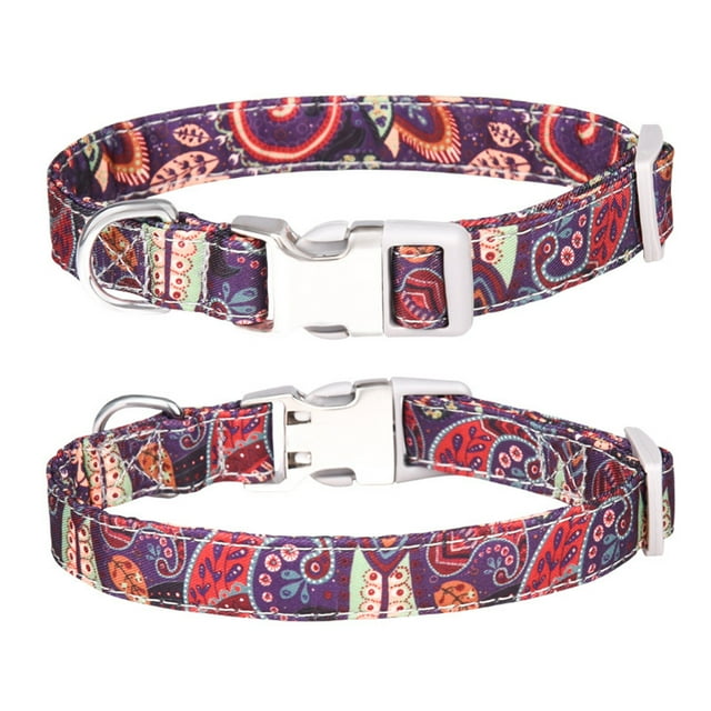 Boho Style Dog Collar with Custom Engraved Lost Letter Multicolored Printed Pet Accessory for Safe Walks