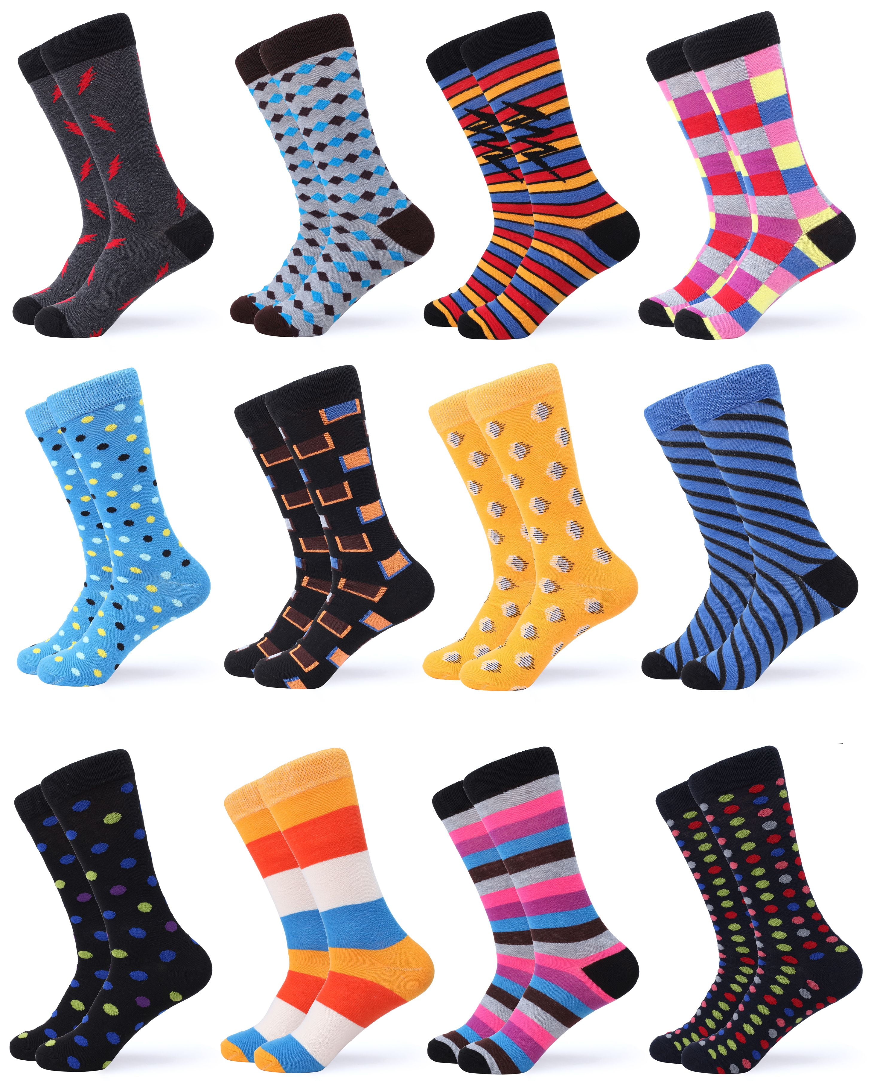 12 Pack Funky Colorful Socks for Men Gallery Seven Mens Dress Socks 