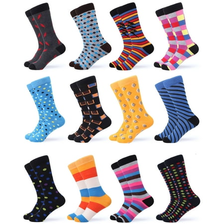 Gallery Seven Mens Dress Socks - Funky Colorful Socks for Men - 12 Pack - Swish Collection - 12