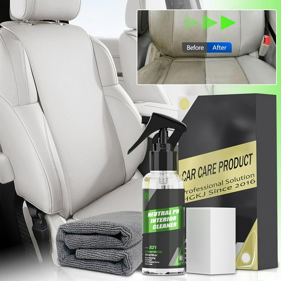 Car Interior Cleaning Kit | 150ml Odor Remover & Refurbishing | Fresh Scent | Includes Towel & Sponge | All-in-One Cleaner | Restores & Maintains Interior | Easy Application