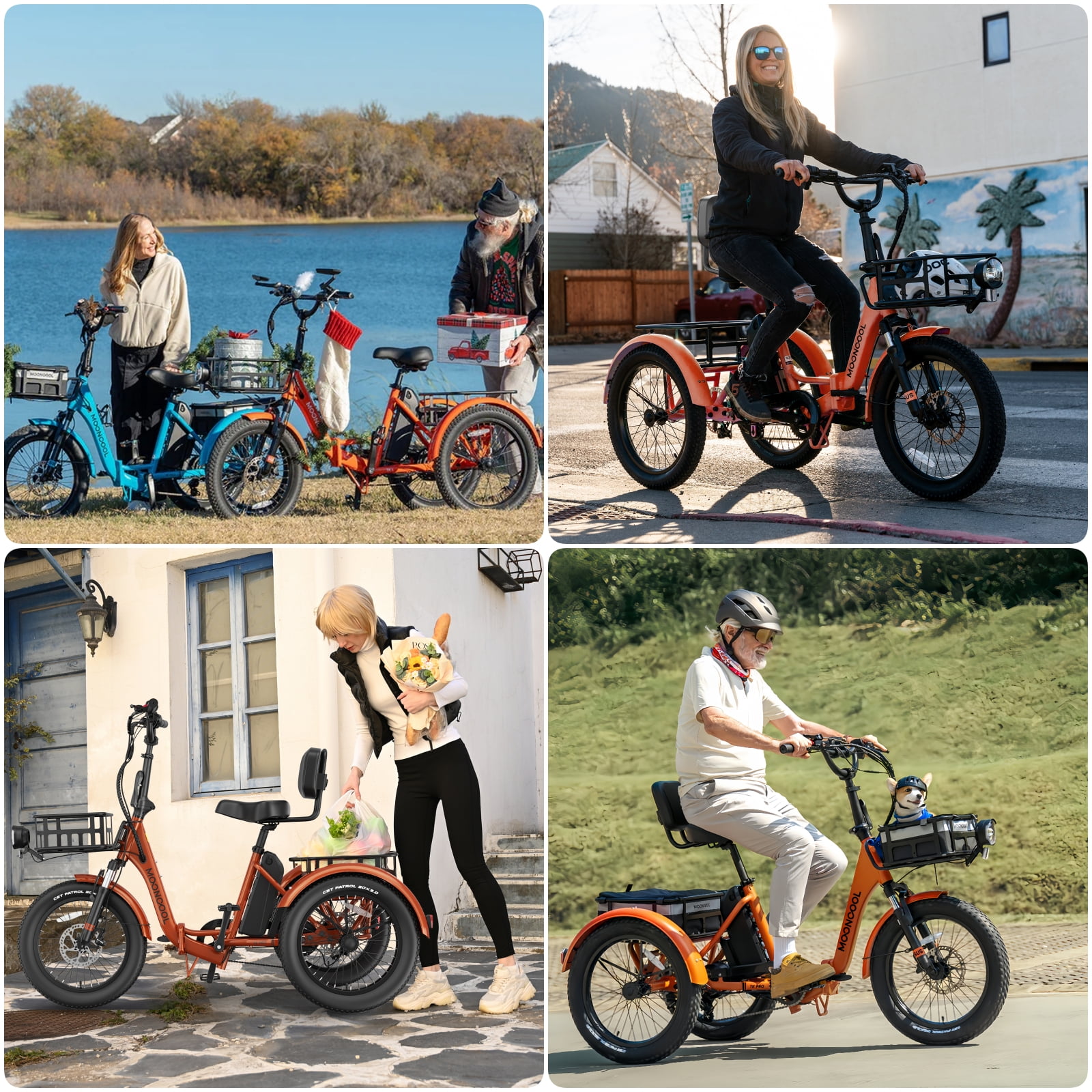 Lilypelle Electric Tricycle for Adults,Peak 1500W 48V Folding E-Mountain bike , 20" 6 Speed 3 Wheels Unisex Electric Bicycle with Front & Rear Basket, Removable 20AH Battery, LED light