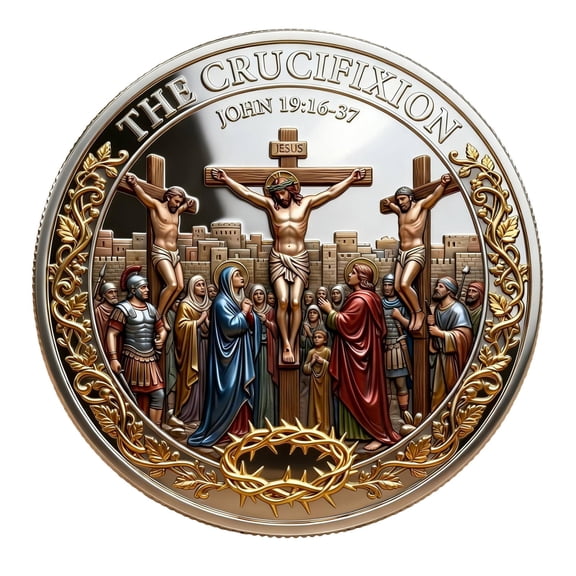 Religious Commemorative Coin Set, Crucifixion and Resurrection of Christ Collectible Coin, Inspirational Gift for Believers(Color)