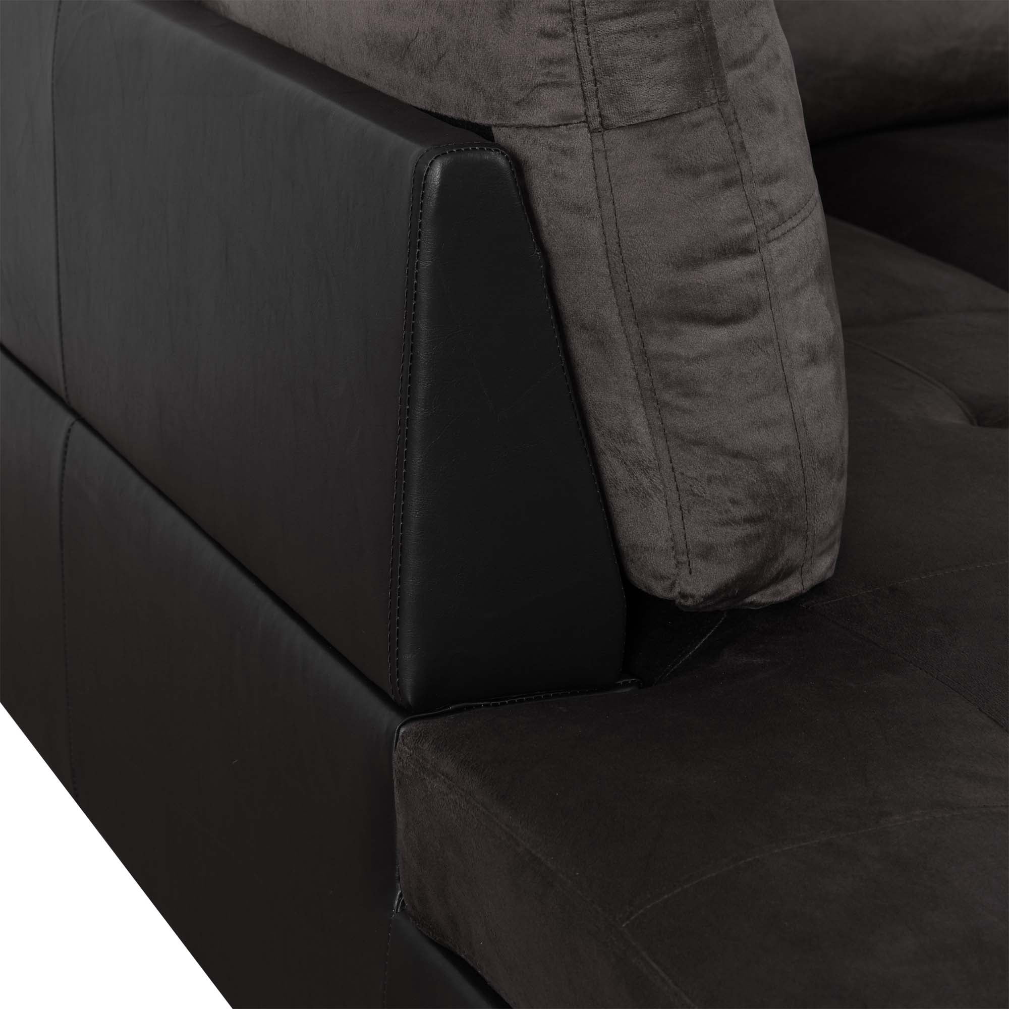 Aukfa Sectional Sofa, 3 Piece Living Room Couch with Storage Ottoman, Left Facing Chaise, Espresso