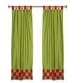 thumbnail image 3 of 4 Pc Set Indian Sari Curtains & Cushion Covers - Boho Tab Top  - Green 84", 3 of 5