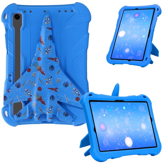 GSFY Case for Galaxy Tab S9 FE 5G 10.9 Inch/Galaxy Tab S9 11 Inch 2023, Lightweight Safe EVA 360 Degree Airplane Kickstand Shockproof Case with Pencil Holder for Samsung Galaxy Tab S9 FE/S9, X Blue