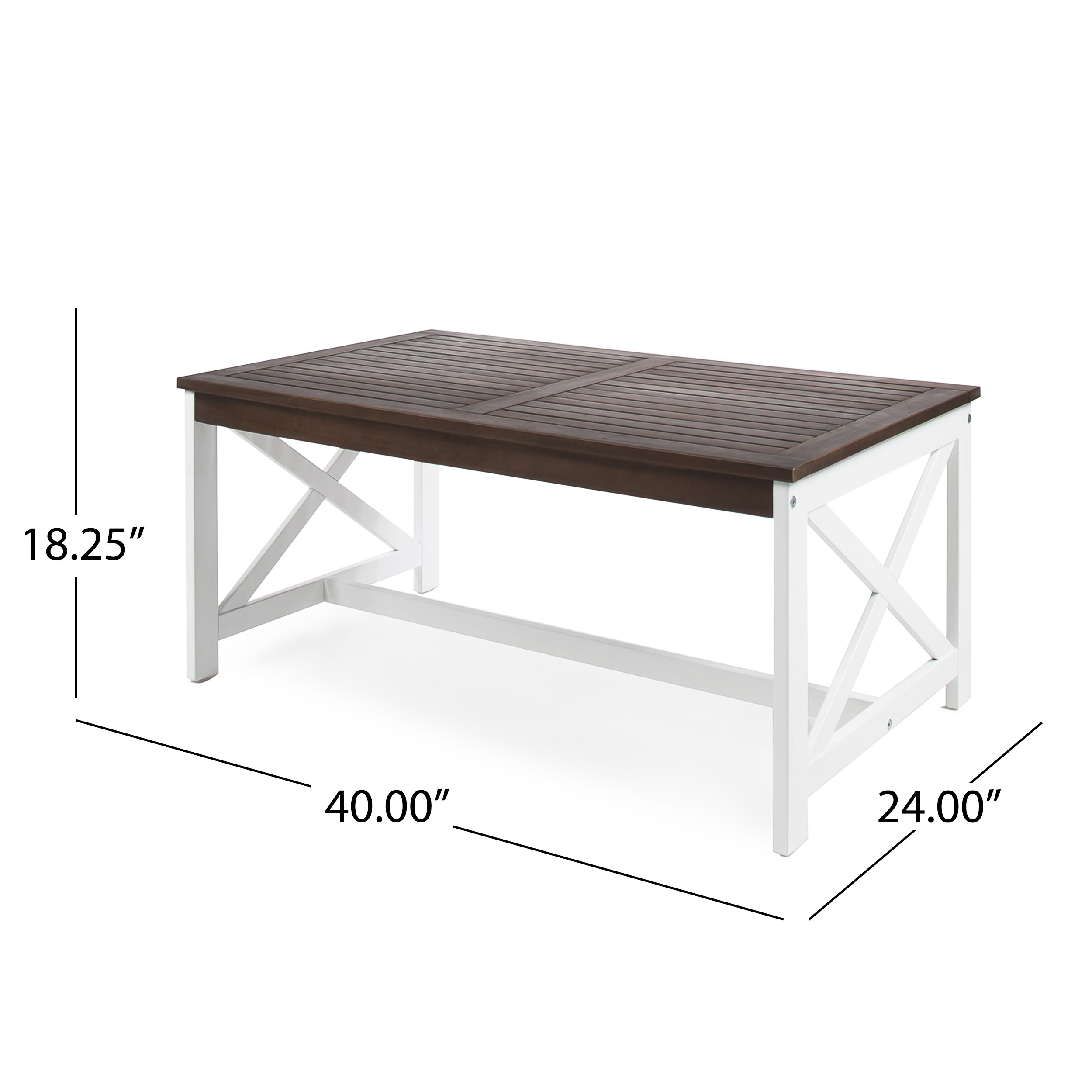 Ismus Outdoor Acacia Wood Coffee Table with a White Base, Dark Brown - image 4 of 9