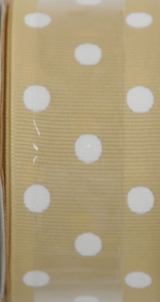 (2 pack) Offray Ribbon, Natural with White Polka Dot 1 1/2 inch Grosgrain Polyester Ribbon for Sewing, Crafts, and Gifting, 9 feet, 1 Each