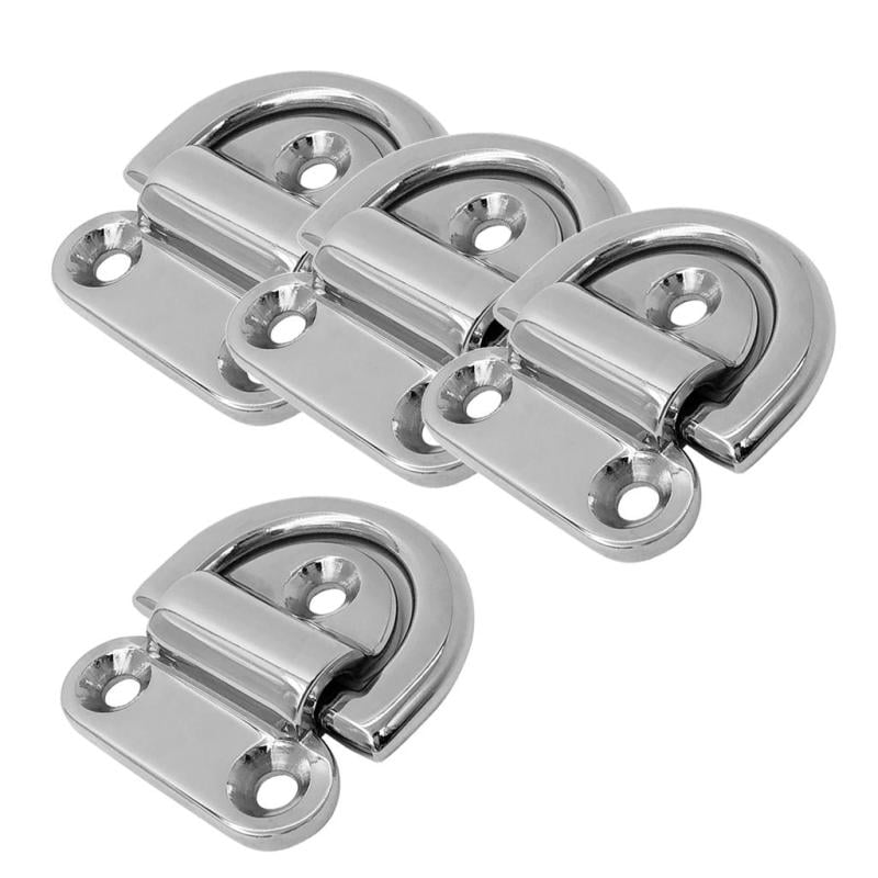 4 Pieces Folding D Ring Tie Down Lashing Point Anchor Fixing Cleat Plate 