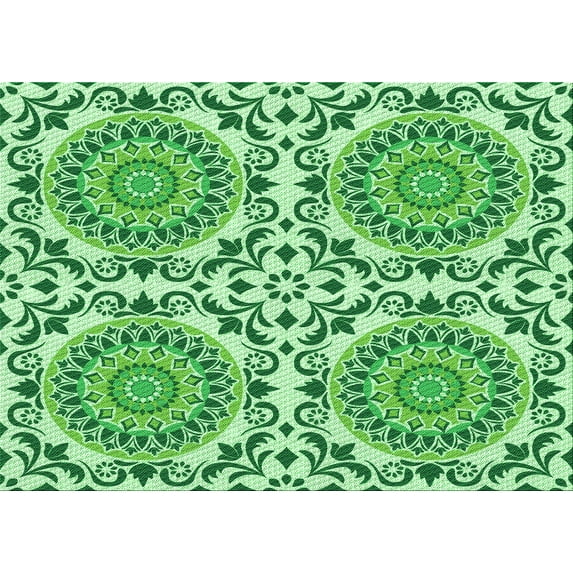 Ahgly Company Indoor Rectangle Patterned Light Green Area Rugs, 5' x 8'