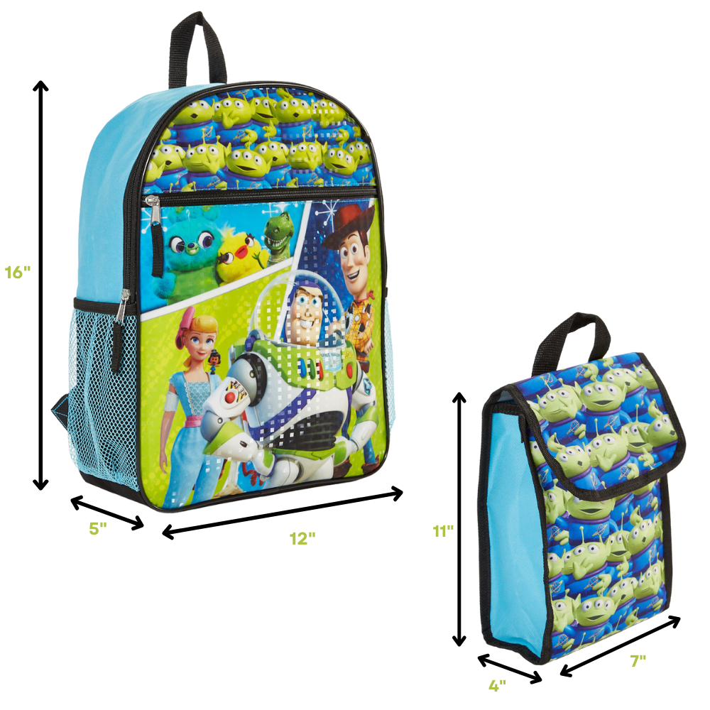 Toy Story Backpack with Lunch Box Set - Buzz Lightyear Backpack for Boys,  Toy Story Lunch Box, Water Bottle, Stickers, Rex-Man Door Hanger | Buzz