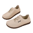 thumbnail image 6 of Knitted Mesh Lightweight Shoes For Women, Lace Up Soft Sole Casual Flats, Breathable Sport Walking Footwear Beige 38, 6 of 6