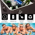 thumbnail image 3 of 80 Quart Rattan Rolling Cooler Cart, Portable Wicker Cooler Trolley, Beverage for Patio Pool Party, Ice Chest on Wheels with Shelf, Bottle Opener, Party Bar Cold Drink Beverage Cart Tub, B472, 3 of 9