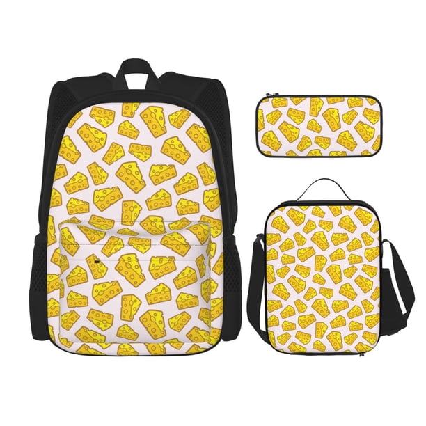 Balery Cheese Mochila Escolar 3 en 1 para Niños - Mochila Resistente con Lonchera Térmica y Estuche - Mochila Escolar para Niños y Niñas