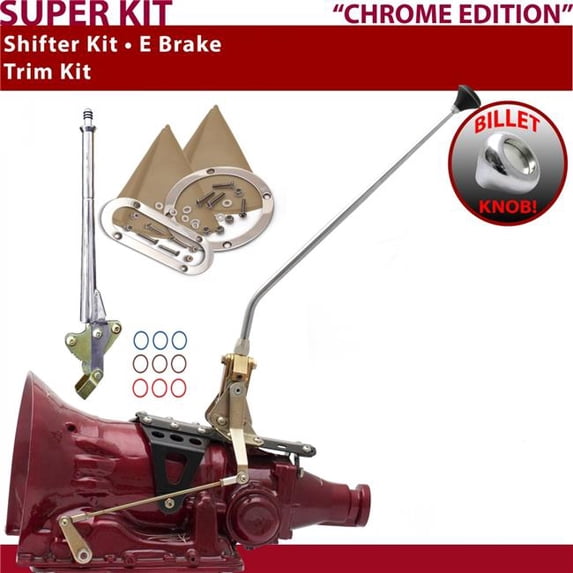 American Shifter TH350 Shifter Kit Chrome 16 in. E Brake Trim Kit for F3056