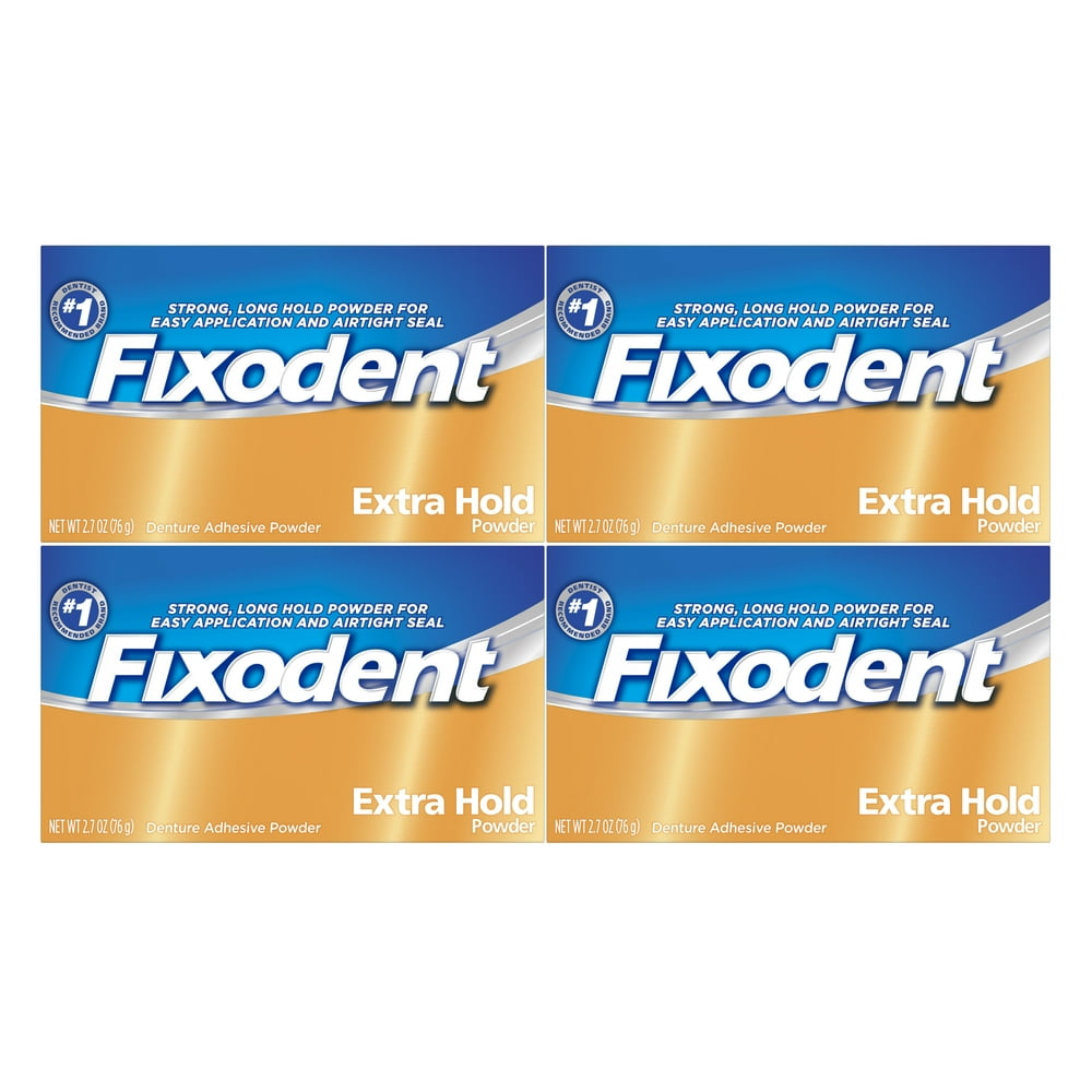 Fixodent Denture Adhesive Powder Extra Hold 2.7 oz, 4 Pack Walmart