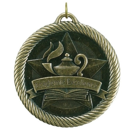 Solid Dice Hammond & Stephens Multi-Level Dovetail/Academic Excellence Value Medal, 2 Inches, Solid Die Cast, Gold ()