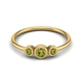 thumbnail image 1 of Tiny Three Stone 3mm Round Peridot 925 Sterling Silver Gold Vermeil Stackable Women Wedding Ring, 1 of 3