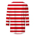 thumbnail image 4 of BSDJILFG 3/4 Sleeve Tops for Women Red Striped Shirt Loose Fit Tunics Crew Neck Pullover Blouse ,Sizes S-3XL, 4 of 5