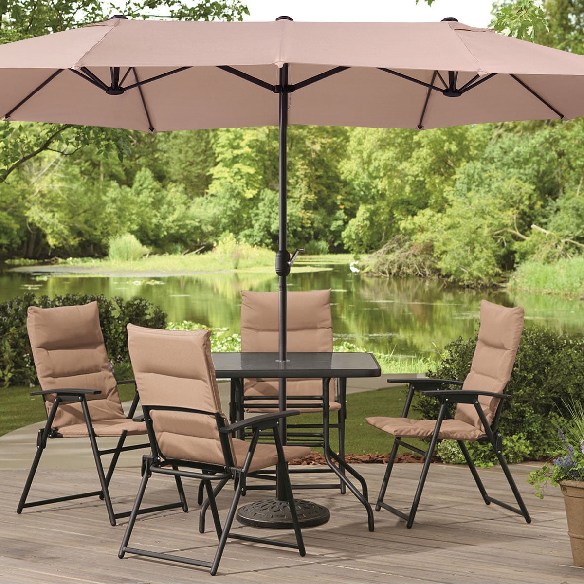 Veryke 15' Patio Umbrellas, Double-Sided Patio Table Umbrella