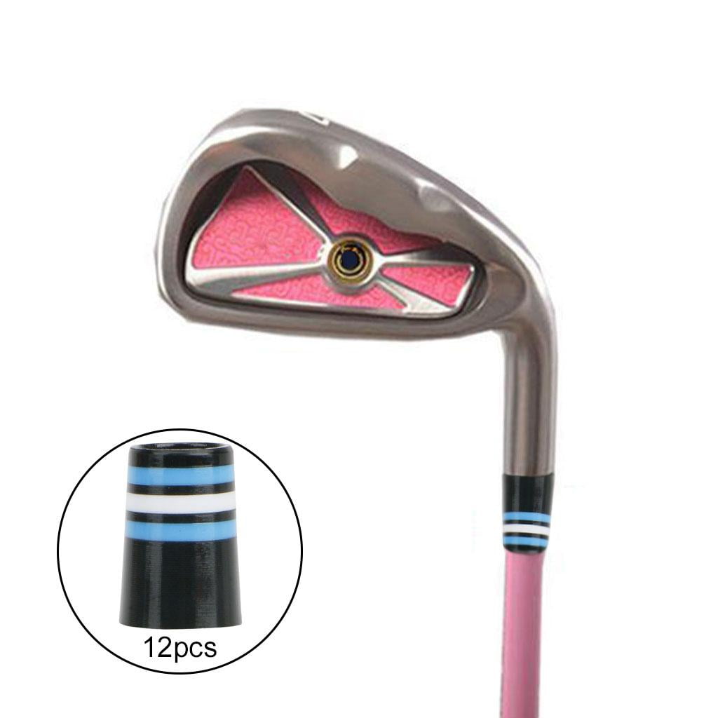 12 Premium Iron Ferrules – Black With Silver & Turquoise Rings For Golf Clubs