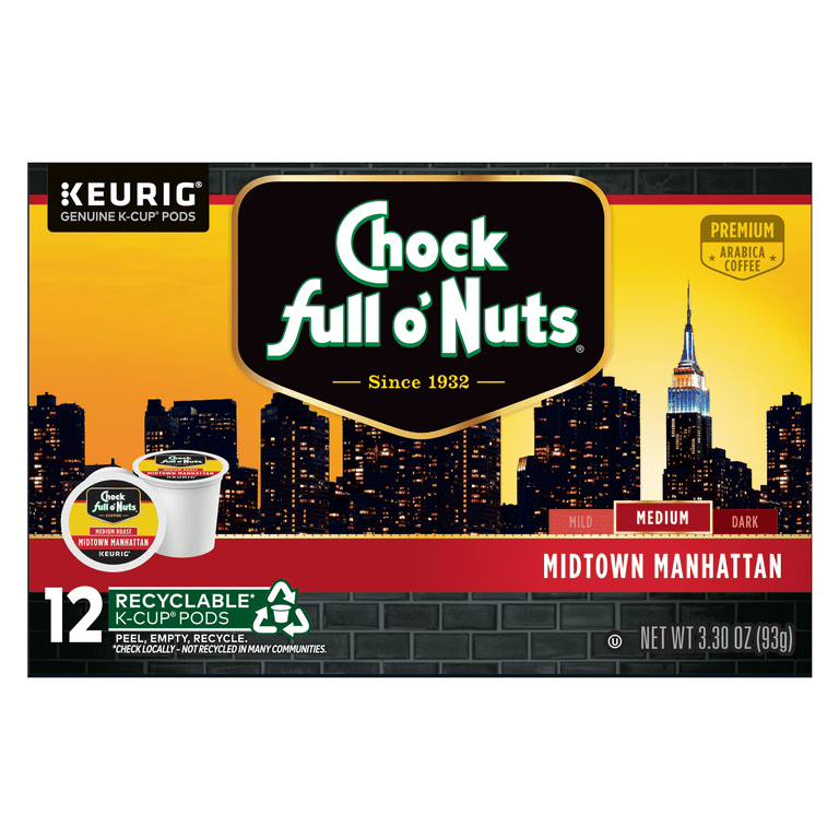 Chock full o'Nuts Midtown Manhattan Medium Roast K-Cup Pods, 12 Count photo 7