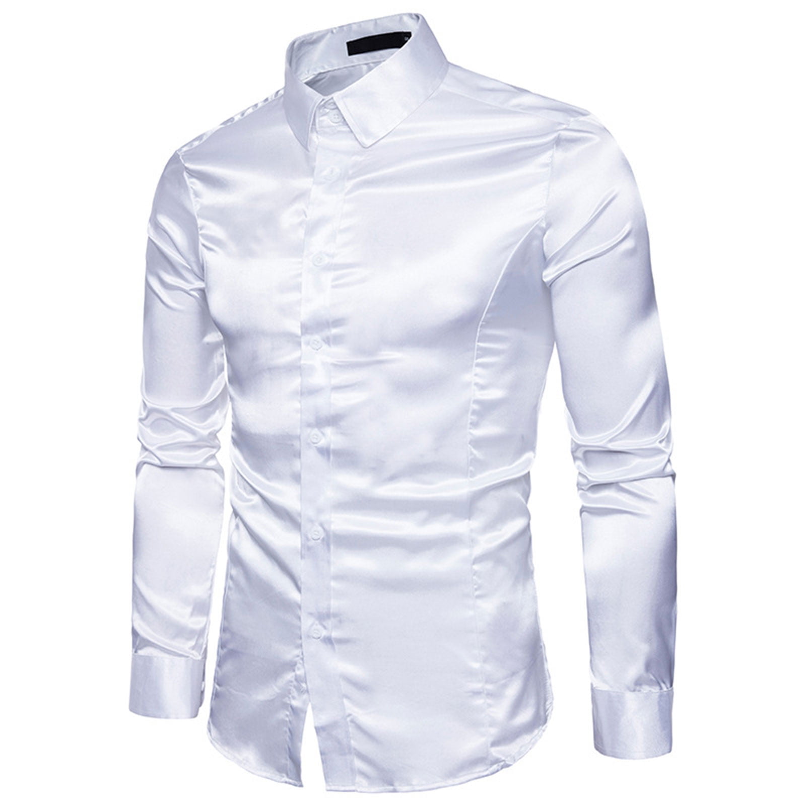 CBGELRT Mens Shirts Summer White Long Sleeve Dress Shirt Men High ...