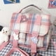 thumbnail image 3 of Bolsa De Hombro Bolso De Hombro Bonito bolso de hombro tipo bandolera de nailon con uniforme de campus a cuadros JK (rosa), 3 of 9