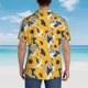 thumbnail image 4 of Balery Blue Striped Sunflower Camisas hawaianas de manga corta para hombre, camisas playeras de corte holgado, camisas de vacaciones con botones,3X-Large, 4 of 7