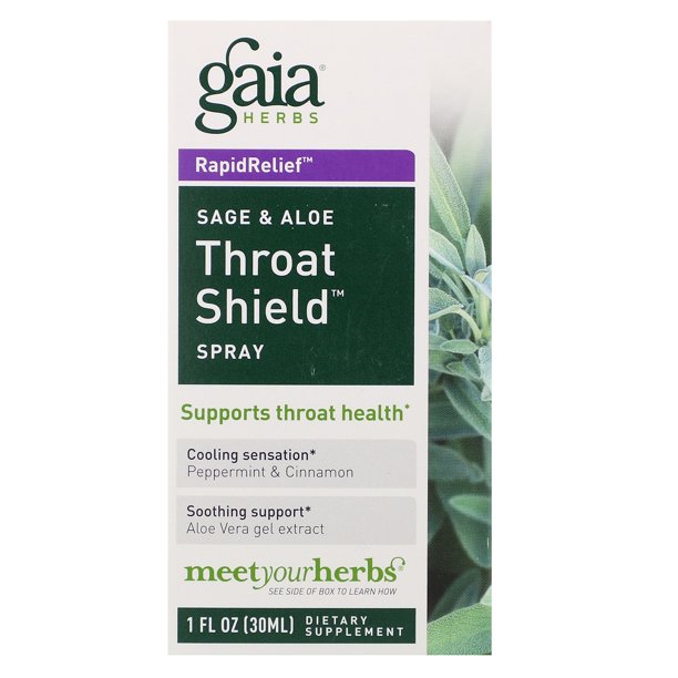 Gaia Herbs Throat Shield Spray, Sage & Aloe, 30 ml