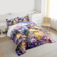 thumbnail image 3 of Homewish Dreamy Castle Full Size Comforter Sets,Romantic White Rose Bedding Comforter Set,Purple Flower Floral Bedding Sets For Girl,Breathable Home Decor Reversible,3-Piece, 3 of 8
