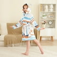 thumbnail image 4 of FORMRS Niños Bathrobe Unisex Hooded Robe Soft Plush Pajamas Sleepwear, Size 7-9T, Blue Nautical Pattern, 4 of 7