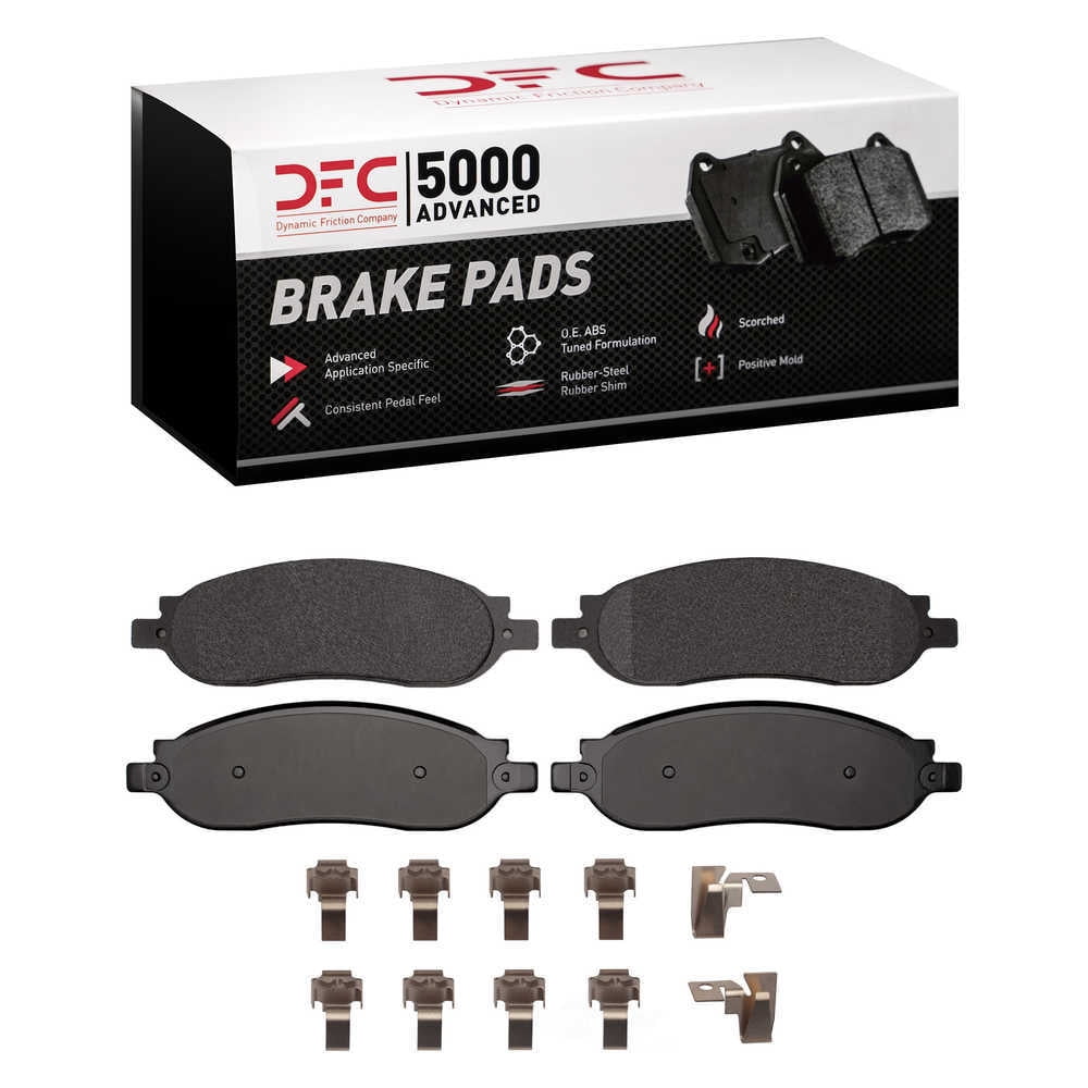 Dynamic Friction Company 1551-1068-01 DFC 5000 Advanced Brake Pads - Semi Metallic and Hardware Kit