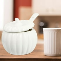 Mobestech 1 Set Small Pumpkin Shaped Bowl White Ceramic Microwave Safe Dishwasher Safe Home Users